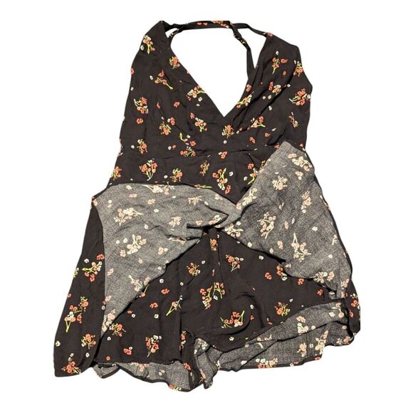 Free People Women's Tango At Night Romper Sleeveless Black Floral Print Size 4 H - Picture 4 of 7